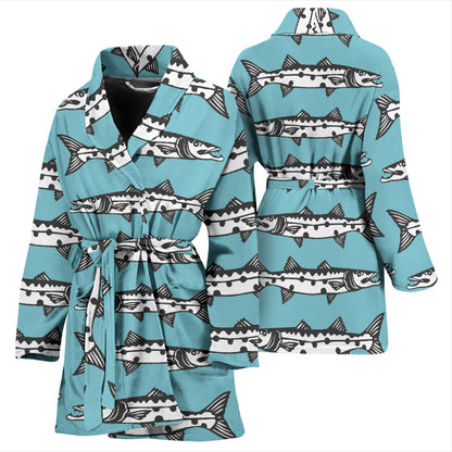 Barracuda Pattern Print Design 03 Women Bathrobe