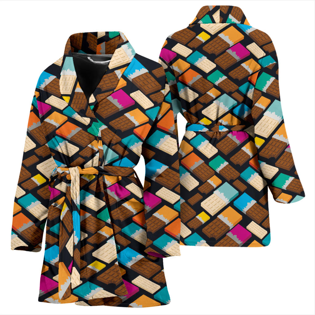 Chocolate Pattern Print Design 02 Women Bathrobe