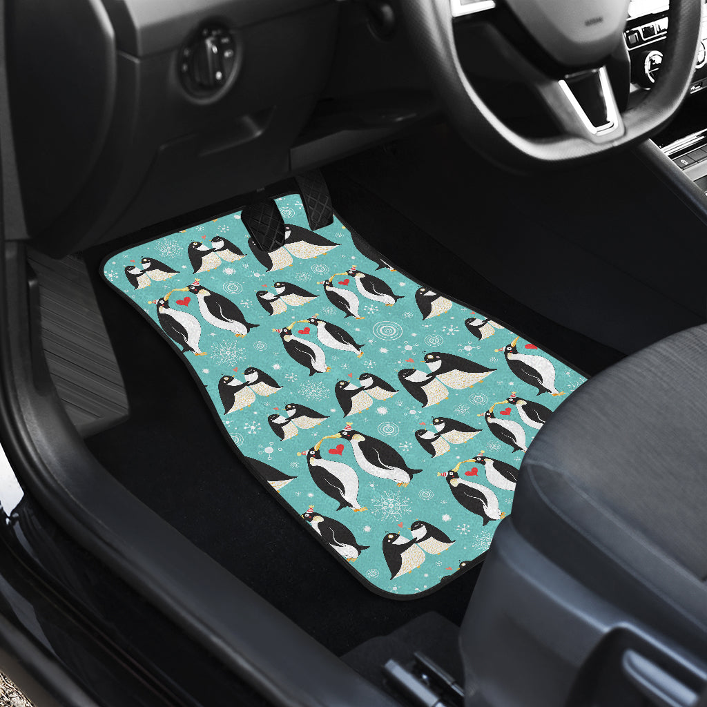 Penguin Love Print Car Floor Mats Front Back