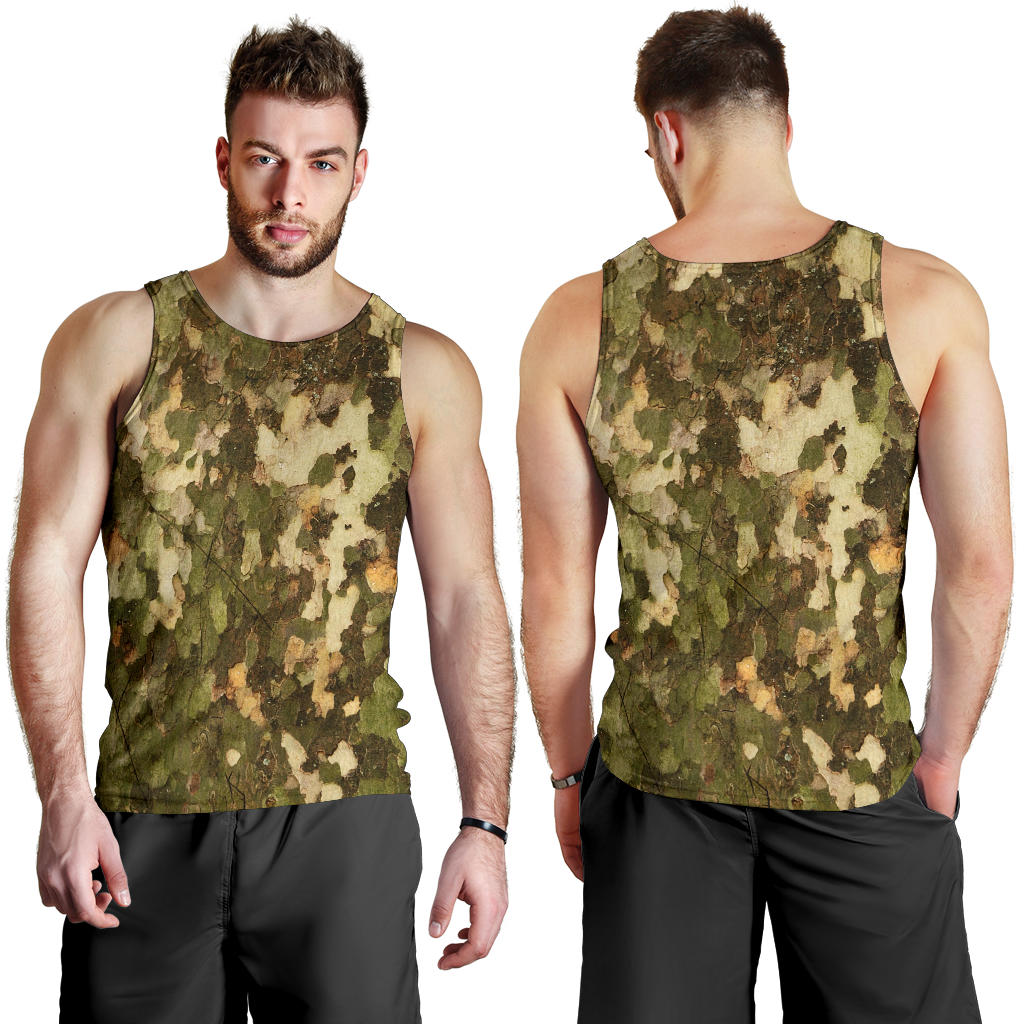 Camo Realistic Tree Texture Print Men Tank Top