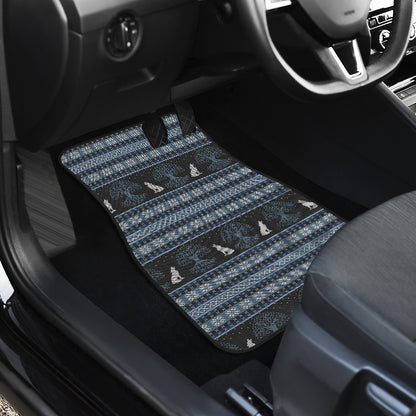 Wolf Tree of Life Knit Design Print Car Floor Mats Front Back
