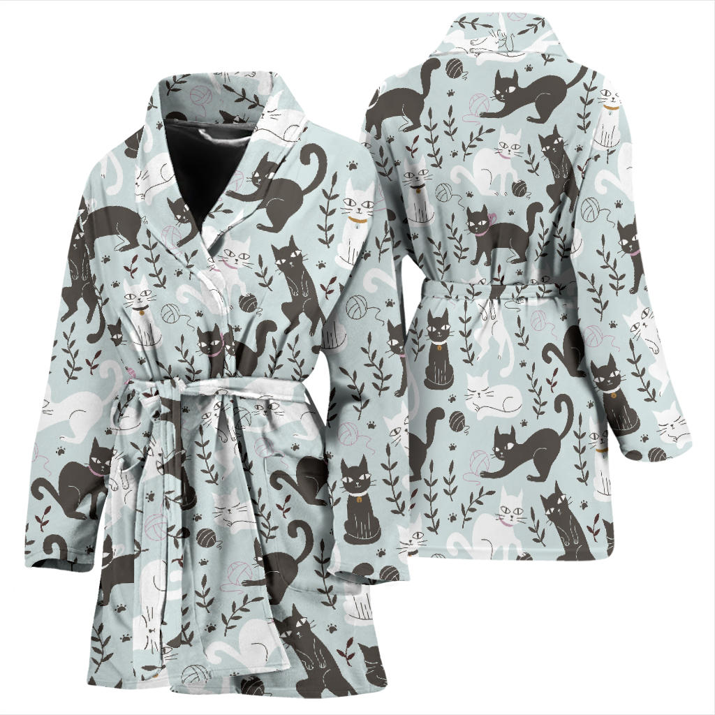 Cat Pattern Print Design 08 Women Bathrobe