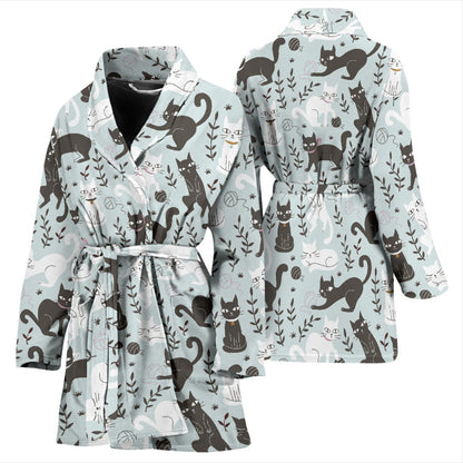 Cat Pattern Print Design 08 Women Bathrobe