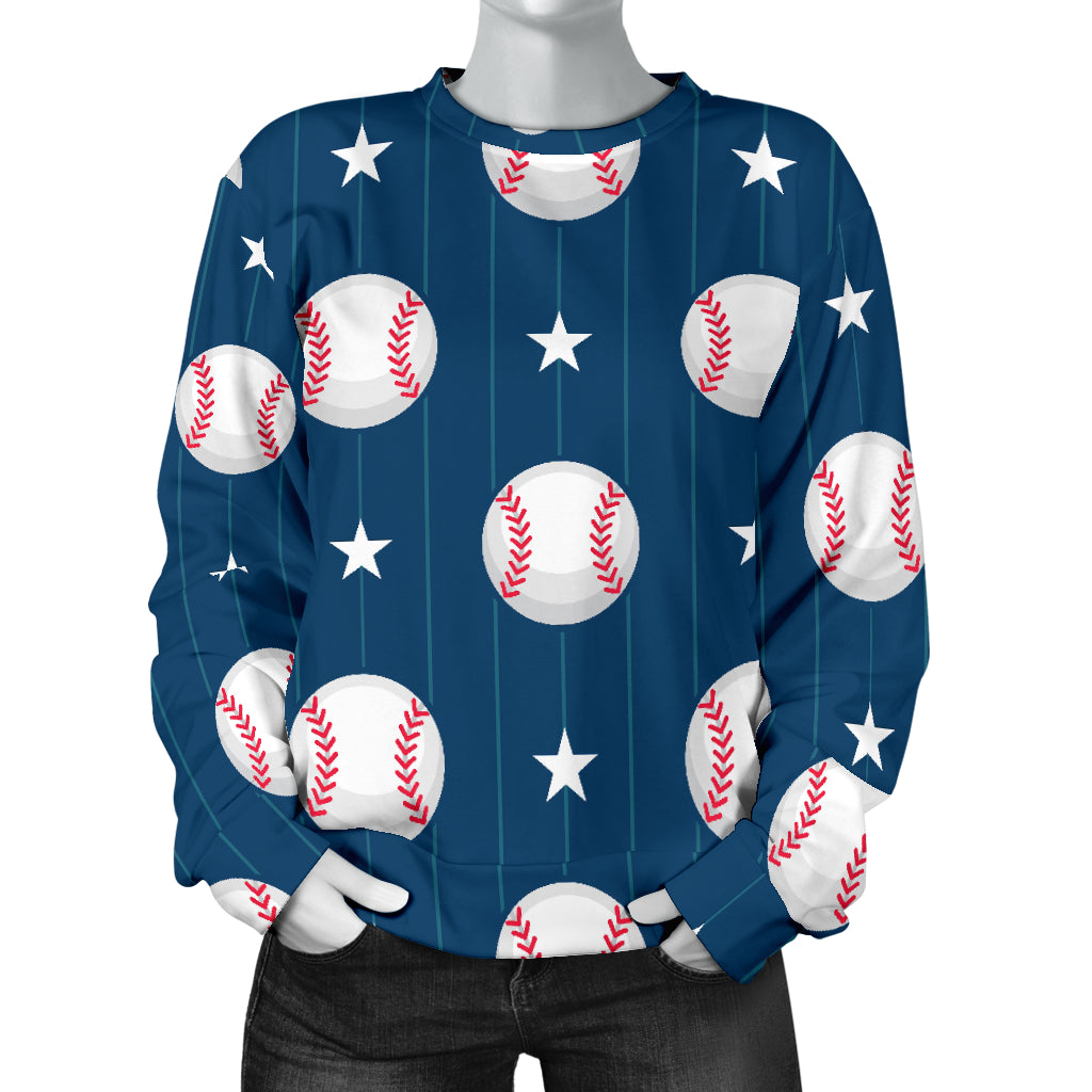 Baseball Star Print Pattern Women Long Sleeve Sweatshirt