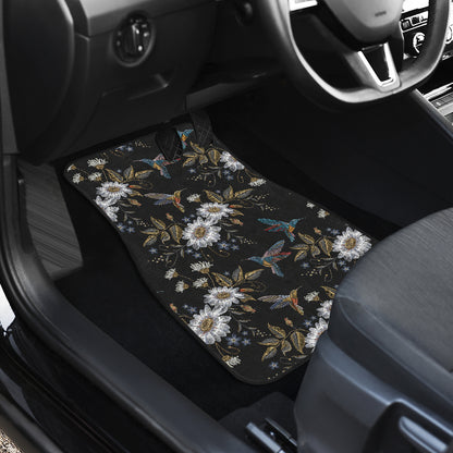 Hummingbird with Embroidery Themed Print Car Floor Mats Front Back