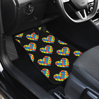 Autism Awareness Heart Design Print Car Floor Mats Front Back