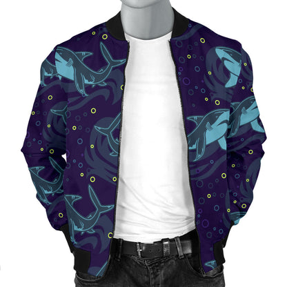 Shark Themed Print Men Bomber Jacket