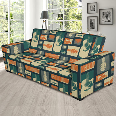 Acoustic Guitar Pattern Print Design 02 Sofa Slipcover