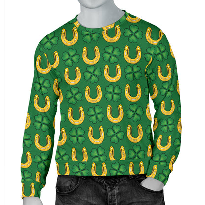 Shamrock Horseshoes Print Pattern Men Long Sleeve Sweatshirt