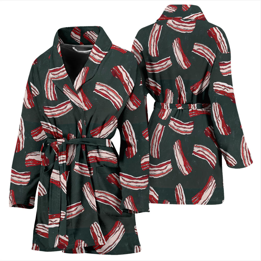 Bacon Pattern Print Design 02 Women Bathrobe
