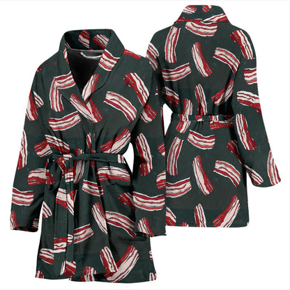 Bacon Pattern Print Design 02 Women Bathrobe