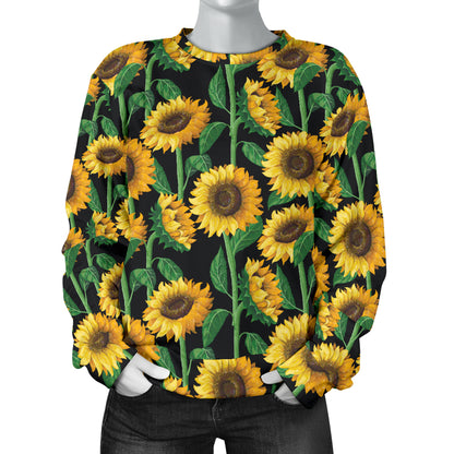 Sunflower Realistic Print Pattern Women Long Sleeve Sweatshirt