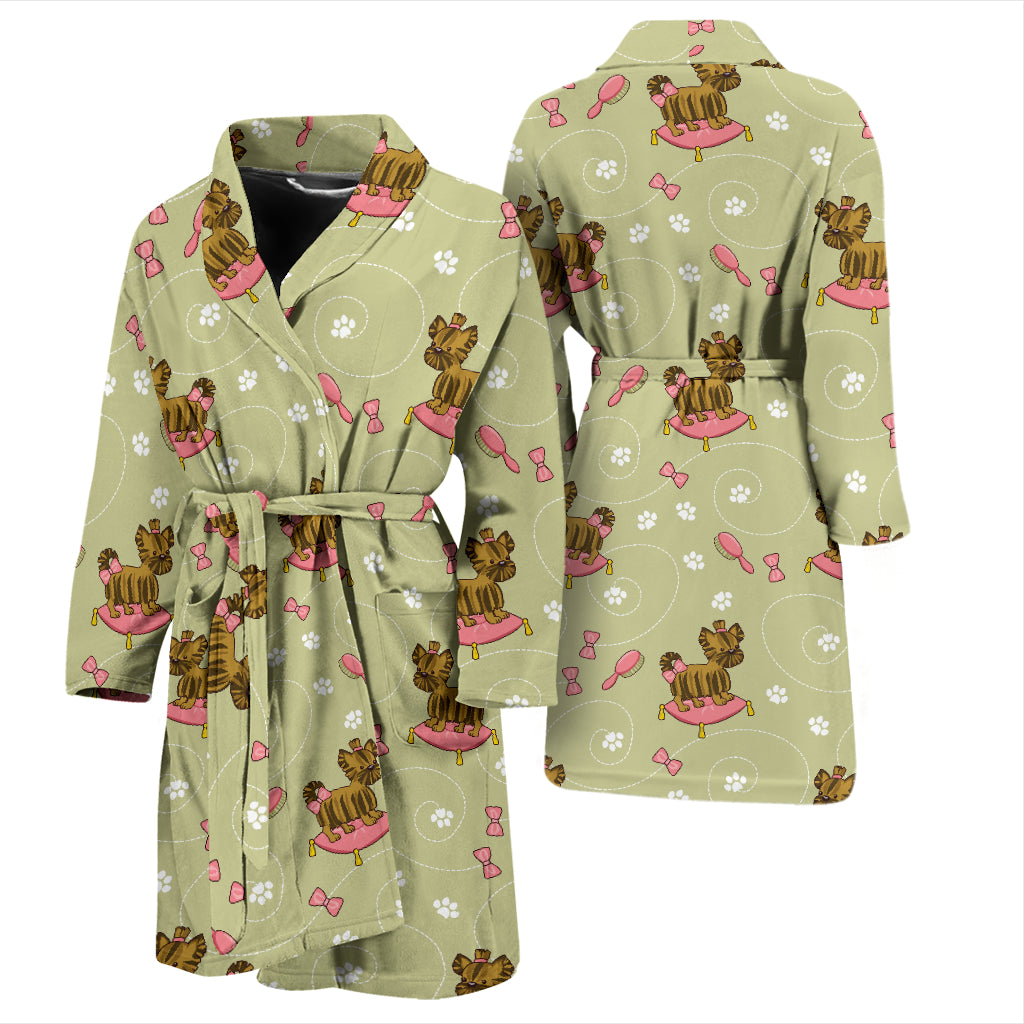Yorkshire Cute Terriers Print Design LKS301 Men Bathrobe