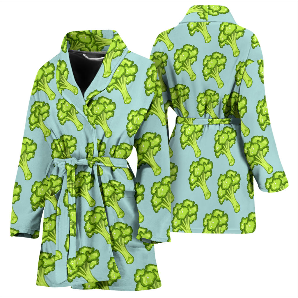 Broccoli Pattern Print Design 02 Women Bathrobe