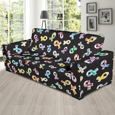 Cancer Awareness Pattern Print Design 02 Sofa Slipcover