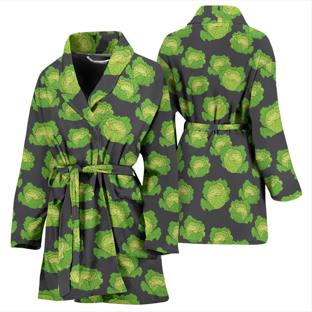 Cabbage Pattern Print Design 01 Women Bathrobe