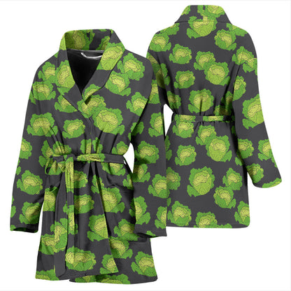 Cabbage Pattern Print Design 01 Women Bathrobe