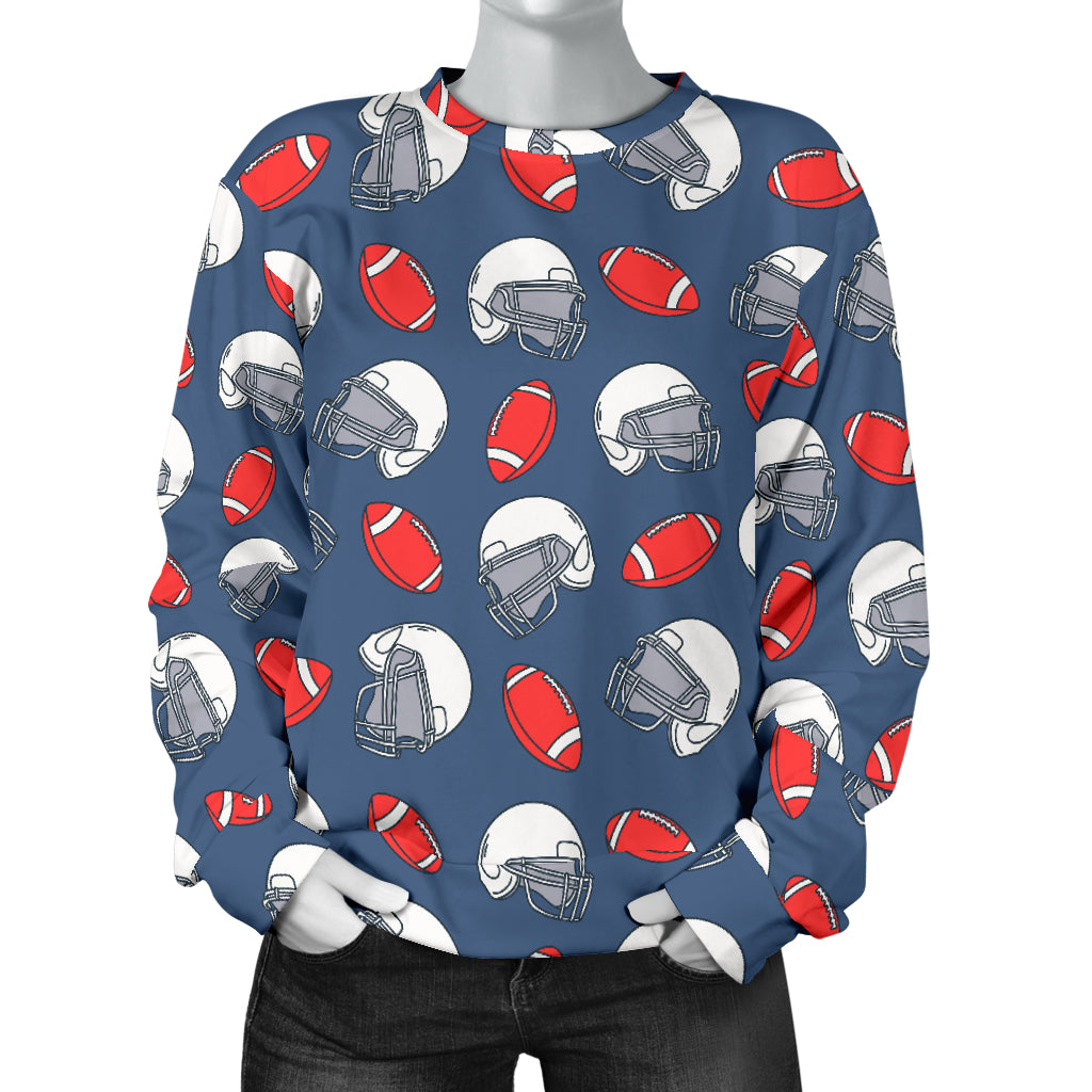 American Football Helmet Design Pattern Women Long Sleeve Sweatshirt