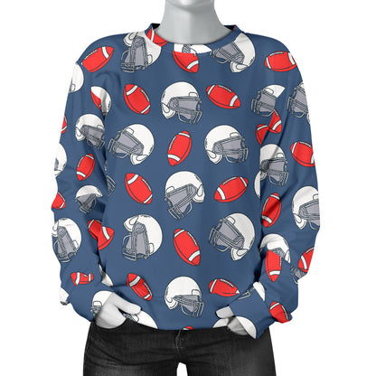 American Football Helmet Design Pattern Women Long Sleeve Sweatshirt