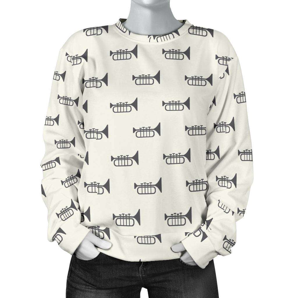 Trumpet Pattern Themed Print Women Long Sleeve Sweatshirt