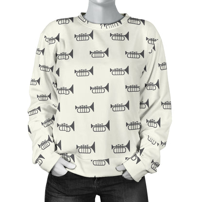 Trumpet Pattern Themed Print Women Long Sleeve Sweatshirt