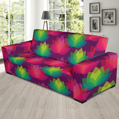 Lotus Pattern Print Design 02 Sofa Slipcover