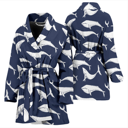 Whale Print Design LKS308 Women Bathrobe