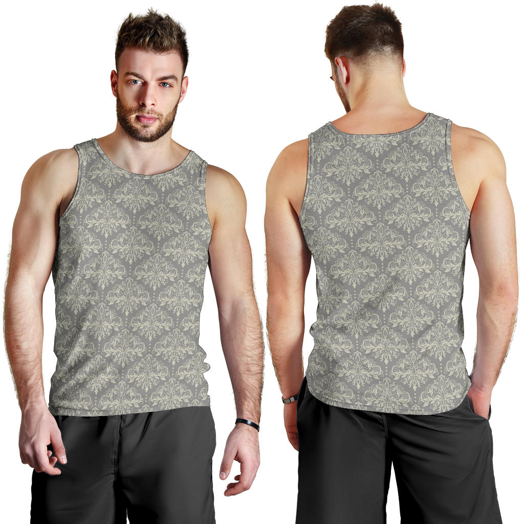 Damask Grey Elegant Print Pattern Men Tank Top
