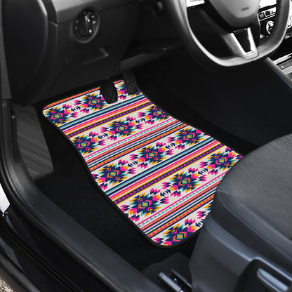 Indian Navajo Neon Themed Design Print Car Floor Mats Front Back