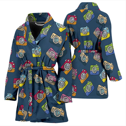 Camera Pattern Print Design 03 Women Bathrobe
