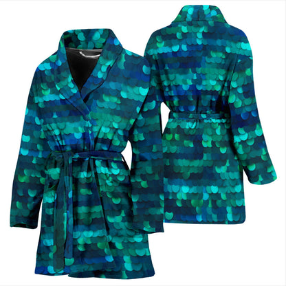 Mermaid Scales Pattern Print Design 06 Women Bathrobe