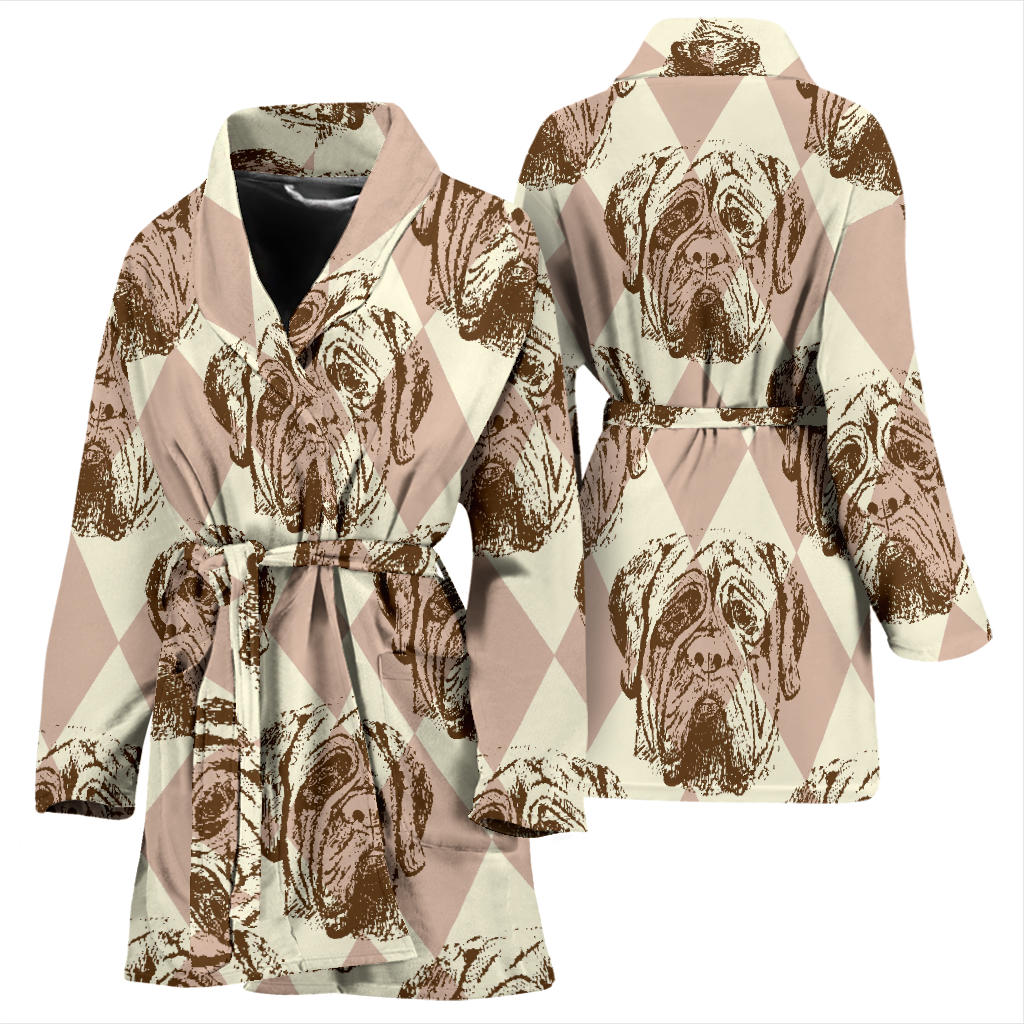 Mastiffs Pattern Print Design 01 Women Bathrobe