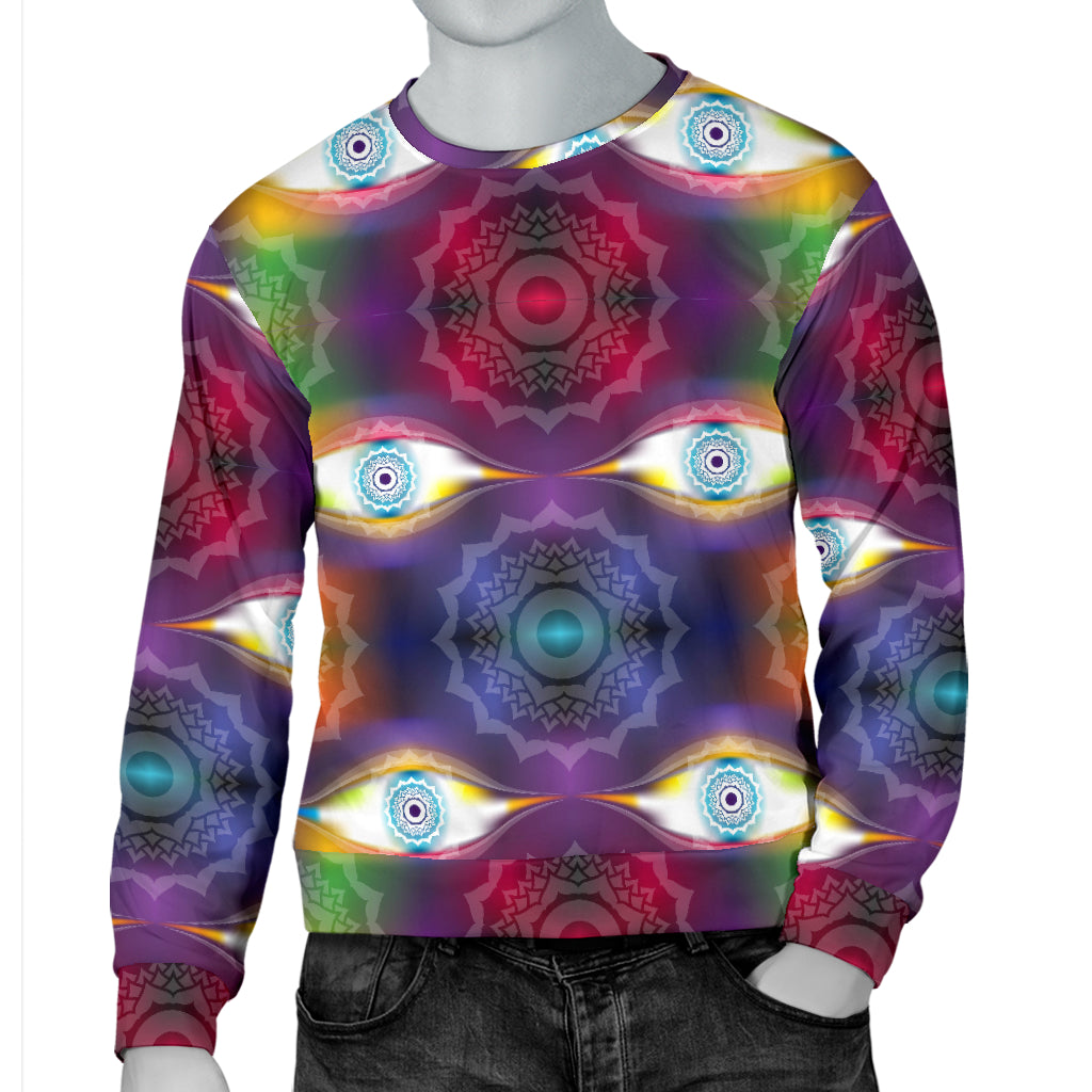 Chakra Eye Print Pattern Men Long Sleeve Sweatshirt
