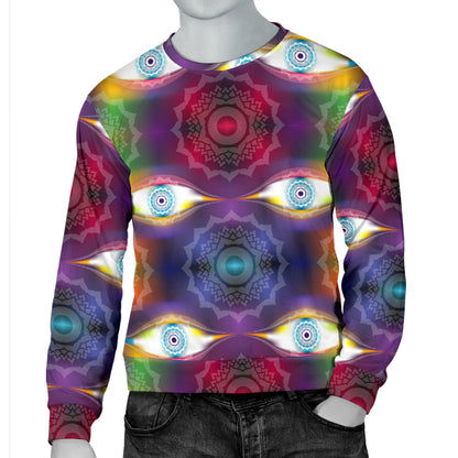Chakra Eye Print Pattern Men Long Sleeve Sweatshirt