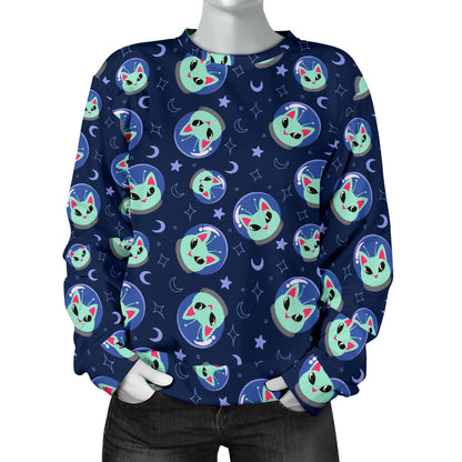 Alien Cat Women Long Sleeve Sweatshirt