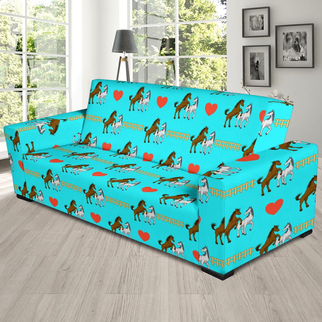 Horse Couple Love Print Design LKS309 Sofa Slipcover