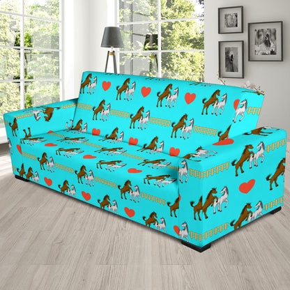Horse Couple Love Print Design LKS309 Sofa Slipcover