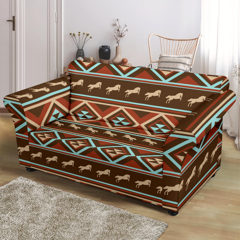 Western Horse Pattern Print LKS301 Loveseat Couch Slipcover
