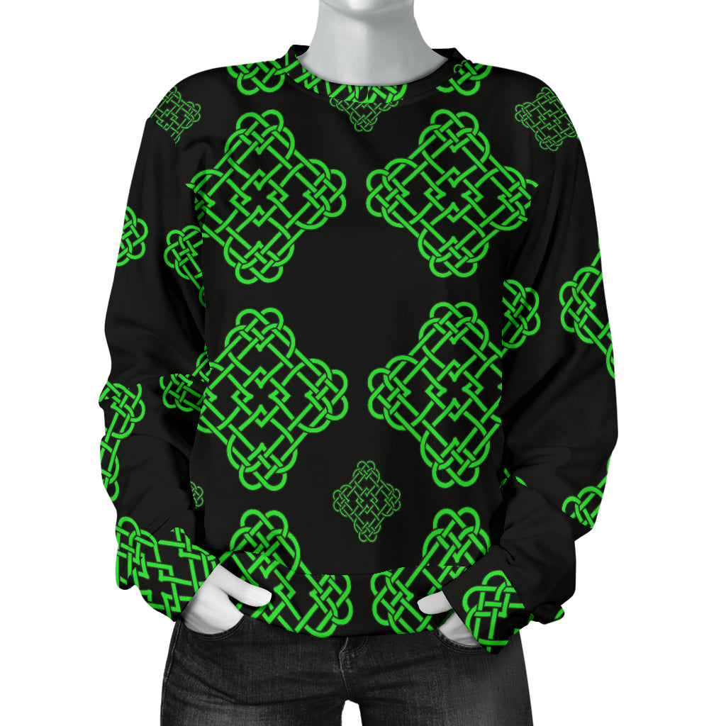 Celtic Knot Green Neon Design Women Long Sleeve Sweatshirt