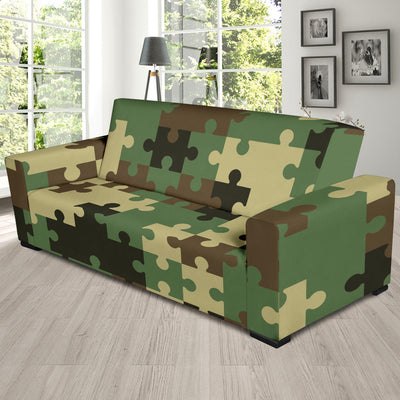 Puzzle Camo Pattern Print Design A03 Sofa Slipcover