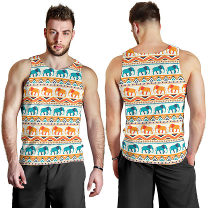 Elephant Aztec Ethnic Print Pattern Men Tank Top