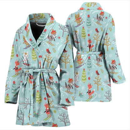Ski Fox Cute Print Design LKS303 Women Bathrobe