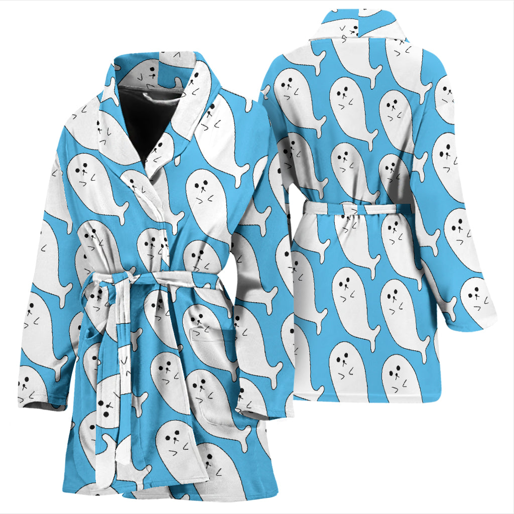Sea Lion Print Design LKS402 Women Bathrobe