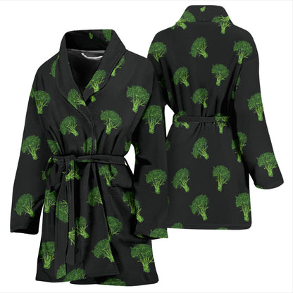 Broccoli Pattern Print Design 04 Women Bathrobe