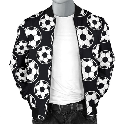 Soccer Ball Black Print Pattern Men Bomber Jacket