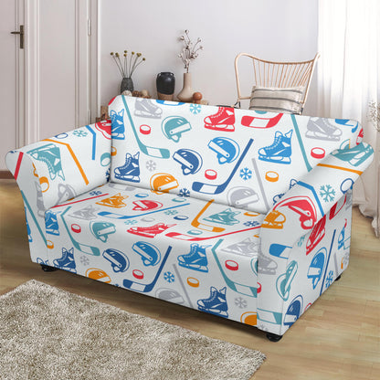Hockey Equipment Print Design LKS301 Loveseat Couch Slipcover