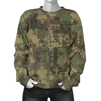Camouflage Aztec Green Army Print Women Long Sleeve Sweatshirt