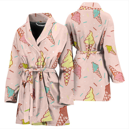 Ice Cream Pattern Print Design 02 Women Bathrobe