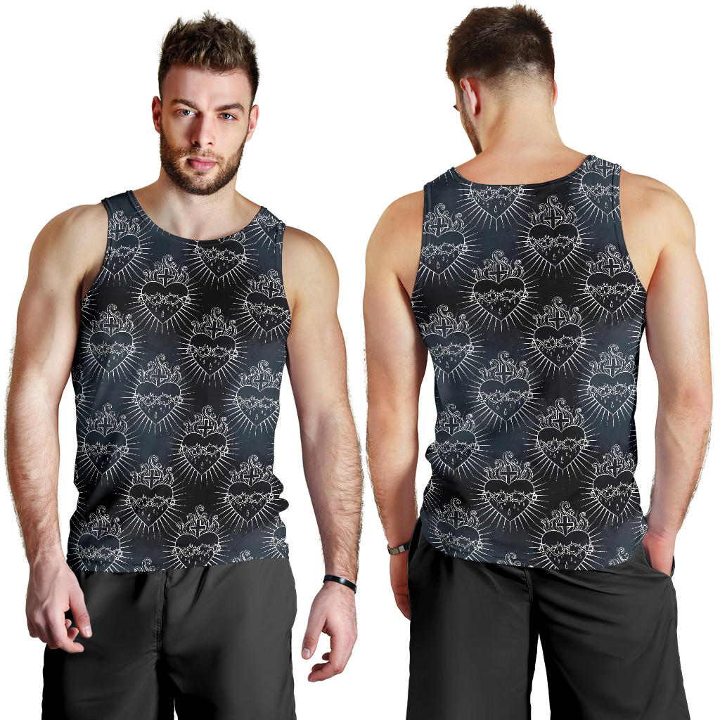 Christian Heart Tattoo Style Men Tank Top