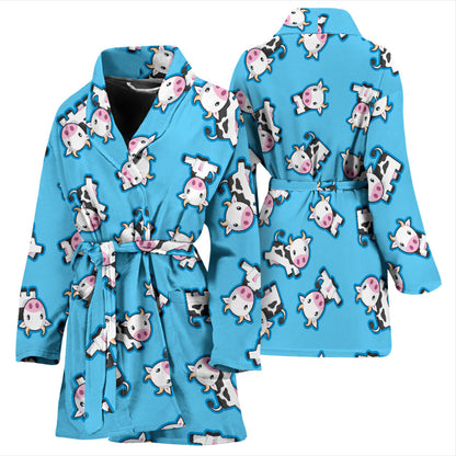 Cow Pattern Print Design 01 Women Bathrobe